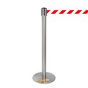 COLONNINA ACCIAIO A NASTRO BIANCO/ROSSO SEGNA PERCORSO BASE ANTI INCIAMPO PIATTA