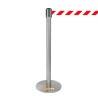 COLONNINA ACCIAIO A NASTRO BIANCO/ROSSO SEGNA PERCORSO BASE ANTI INCIAMPO PIATTA