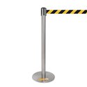 COLONNINA ACCIAIO A NASTRO GIALLO/NERO SEGNA PERCORSO BASE ANTI INCIAMPO PIATTA