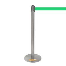 COLONNINA ACCIAIO A NASTRO VERDE SEGNA PERCORSO BASE ANTI INCIAMPO PIATTA