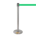 COLONNINA ACCIAIO A NASTRO VERDE SEGNA PERCORSO BASE ANTI INCIAMPO PIATTA