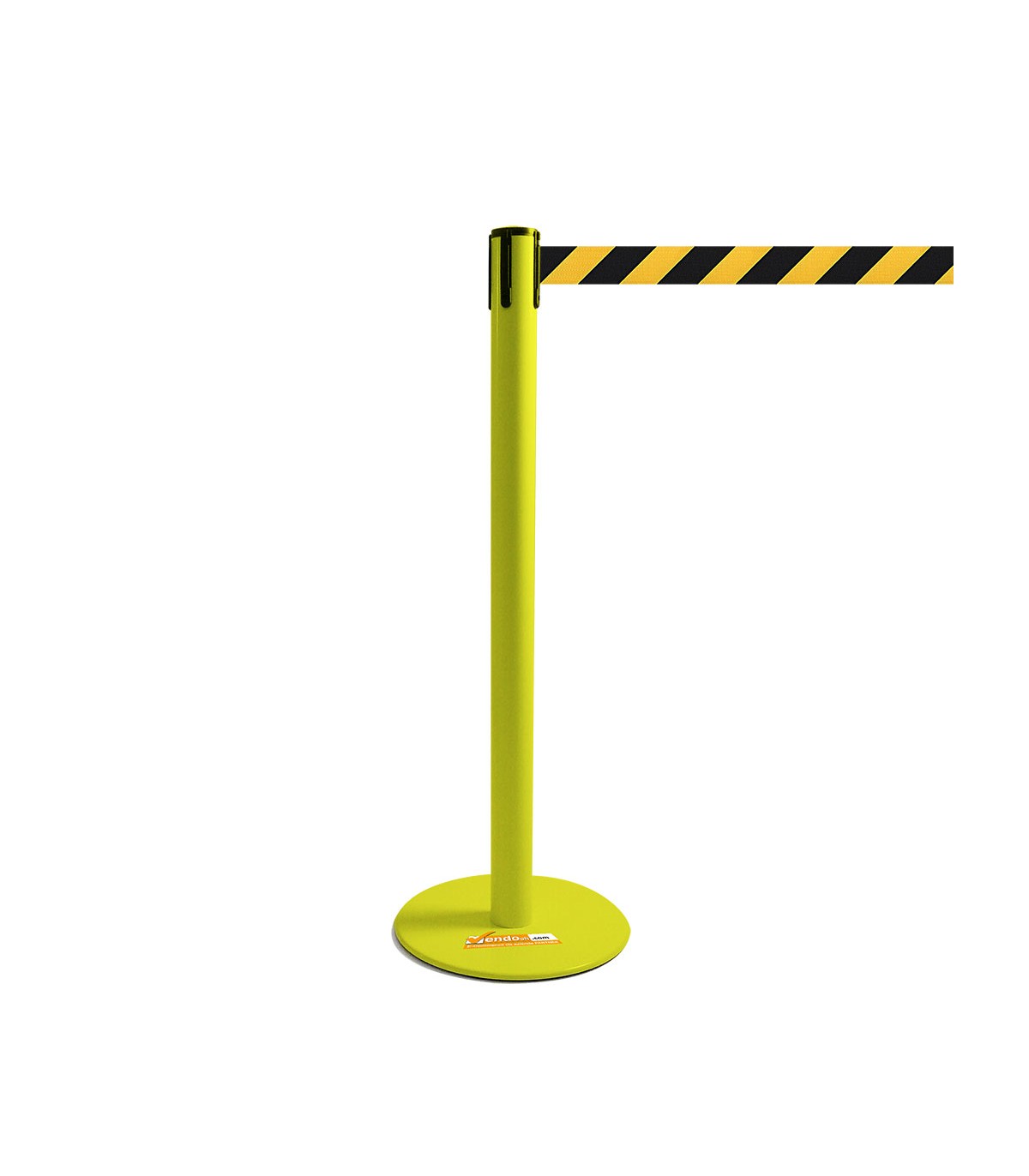 COLONNINA GIALLA A NASTRO GIALLO/NERO SEGNA PERCORSO BASE PIATTA ANTI INCIAMPO