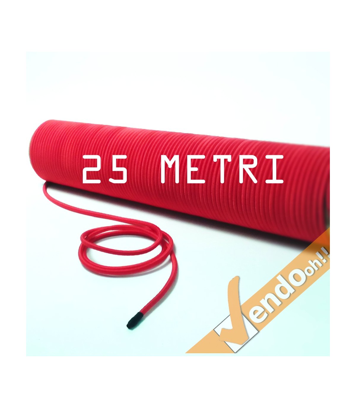 CORDINO CORDONCINO CORDA ELASTICA DIAMETRO 5MM LUNGHEZZA 25 METRI ROSSA MUSE003