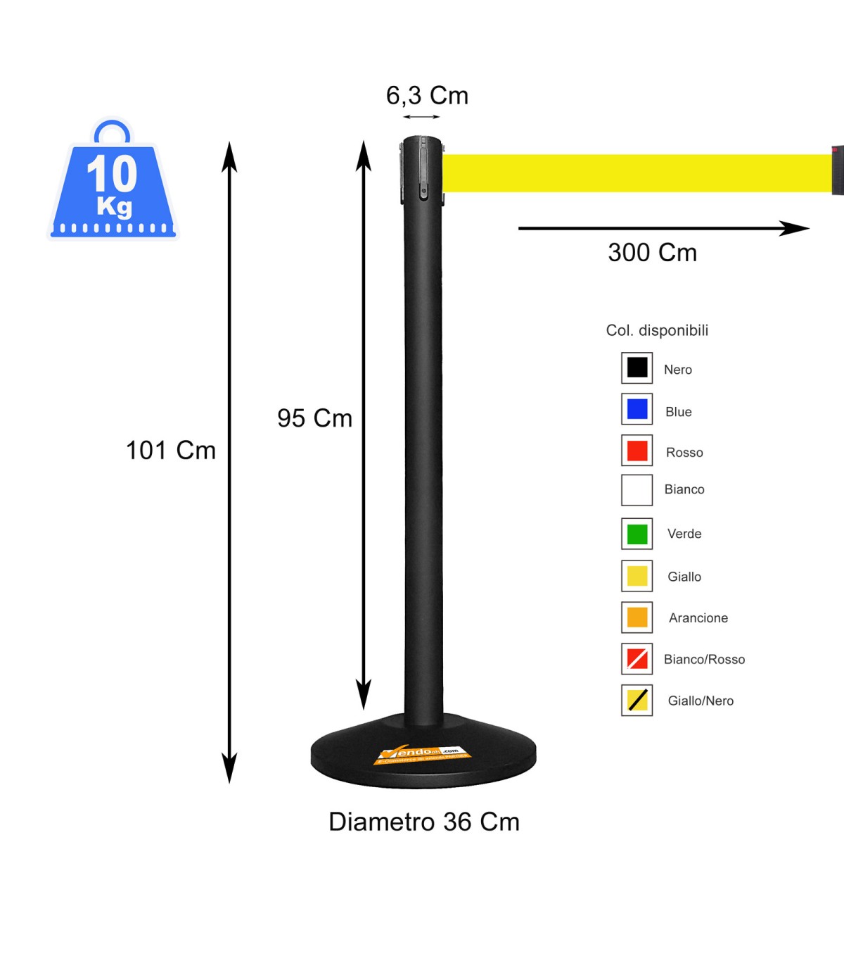 COLONNA COLONNINA NERA A NASTRO TEATRO AEROPORTO SEGNA PERCORSO DELIMITA AREA