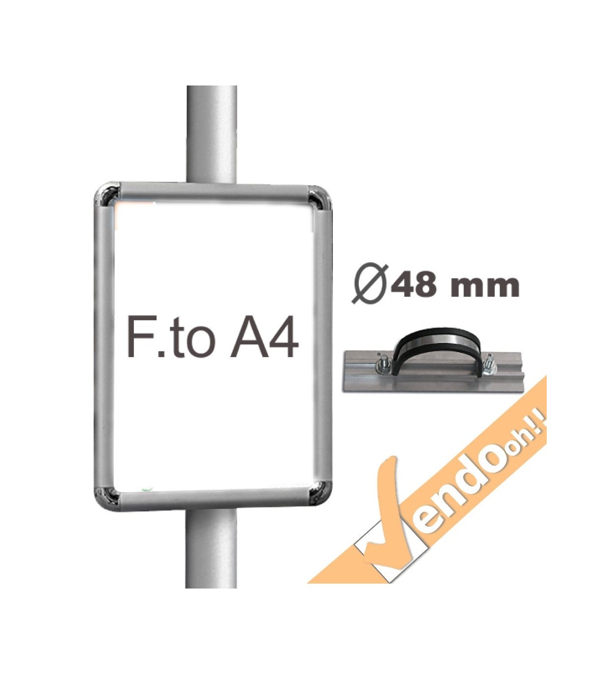 CORNICE INFORMATIVA A4 TABELLA COMPLETA DI COLLARE ø 48 MM PER FISSAGGIO A PALI MONTANTI