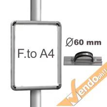 CORNICE INFORMATIVA A4 TABELLA COMPLETA DI COLLARE ø 60 MM PER FISSAGGIO A PALI MONTANTI