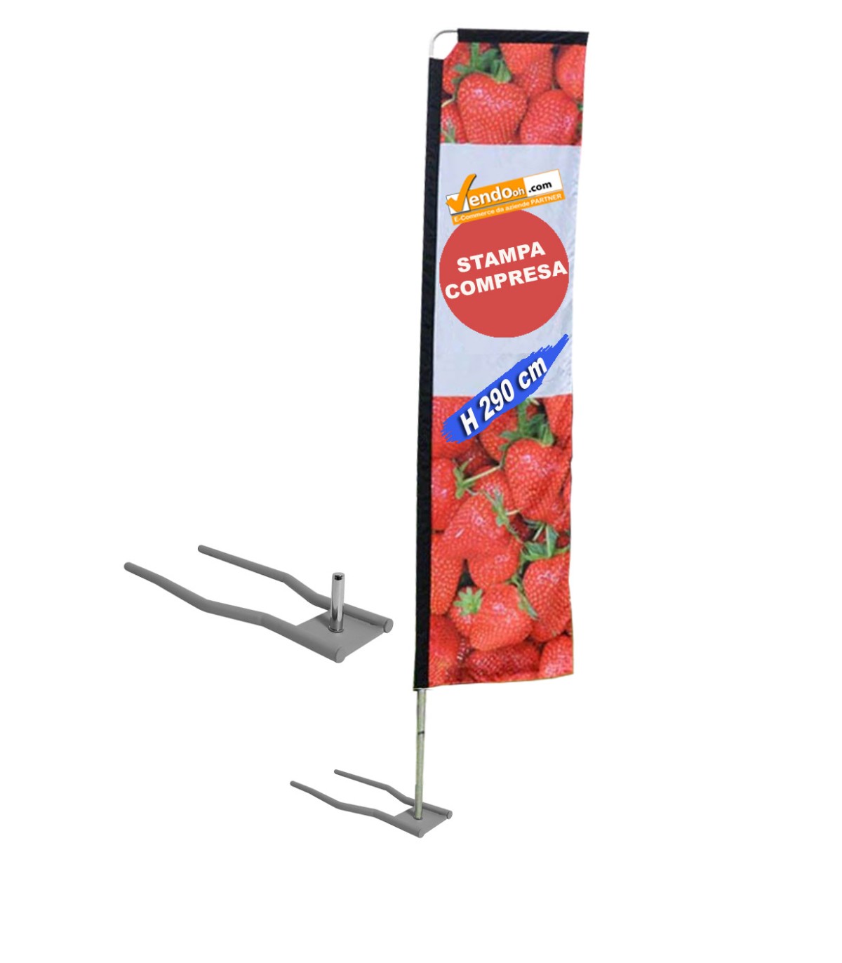 BANDIERA RETTANGOLARE 300 CM BASE PER AUTO E CONCESSIONARIE