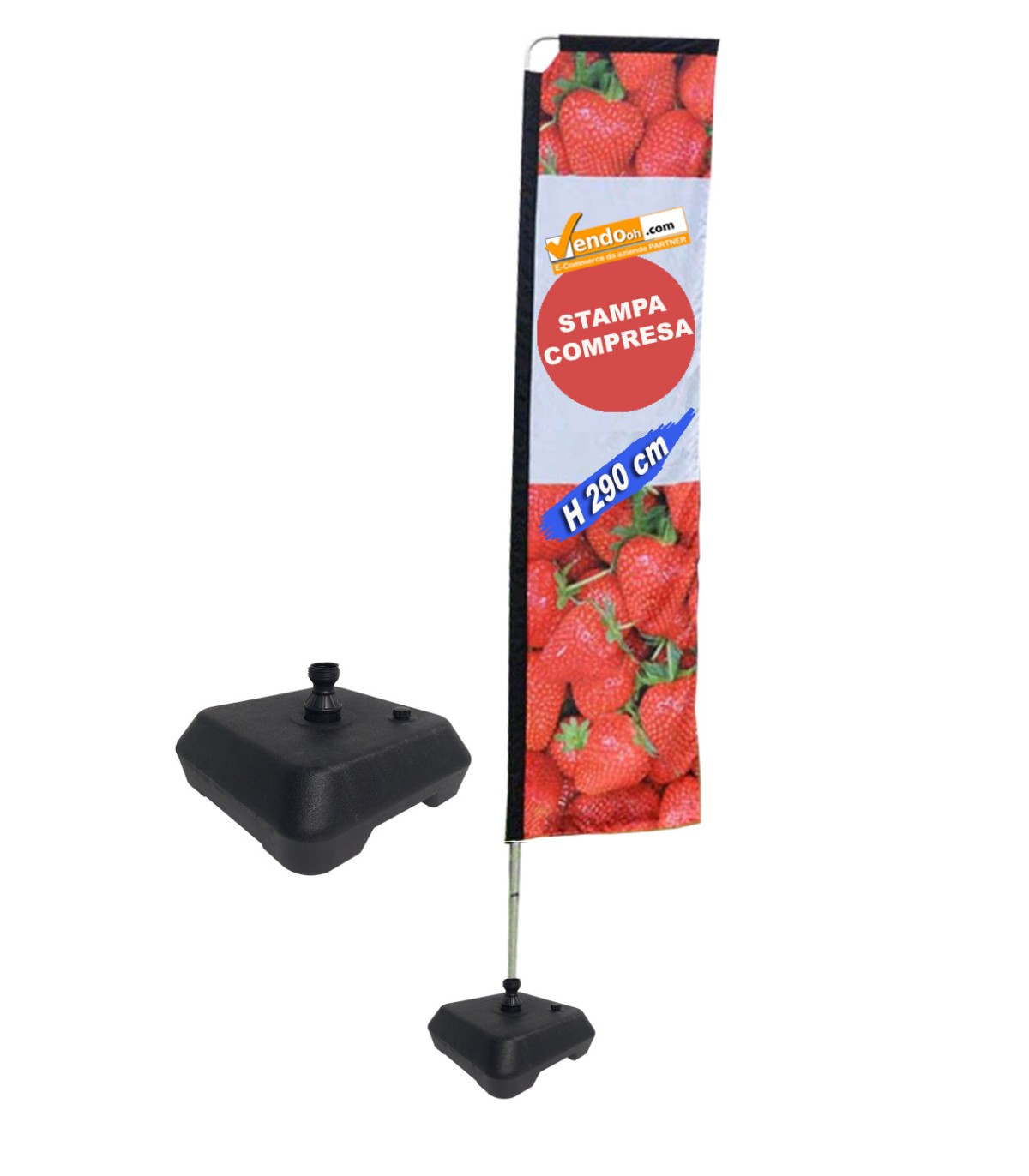 BANDIERA RETTANGOLARE 300 CM BASE RIEMPIBILE