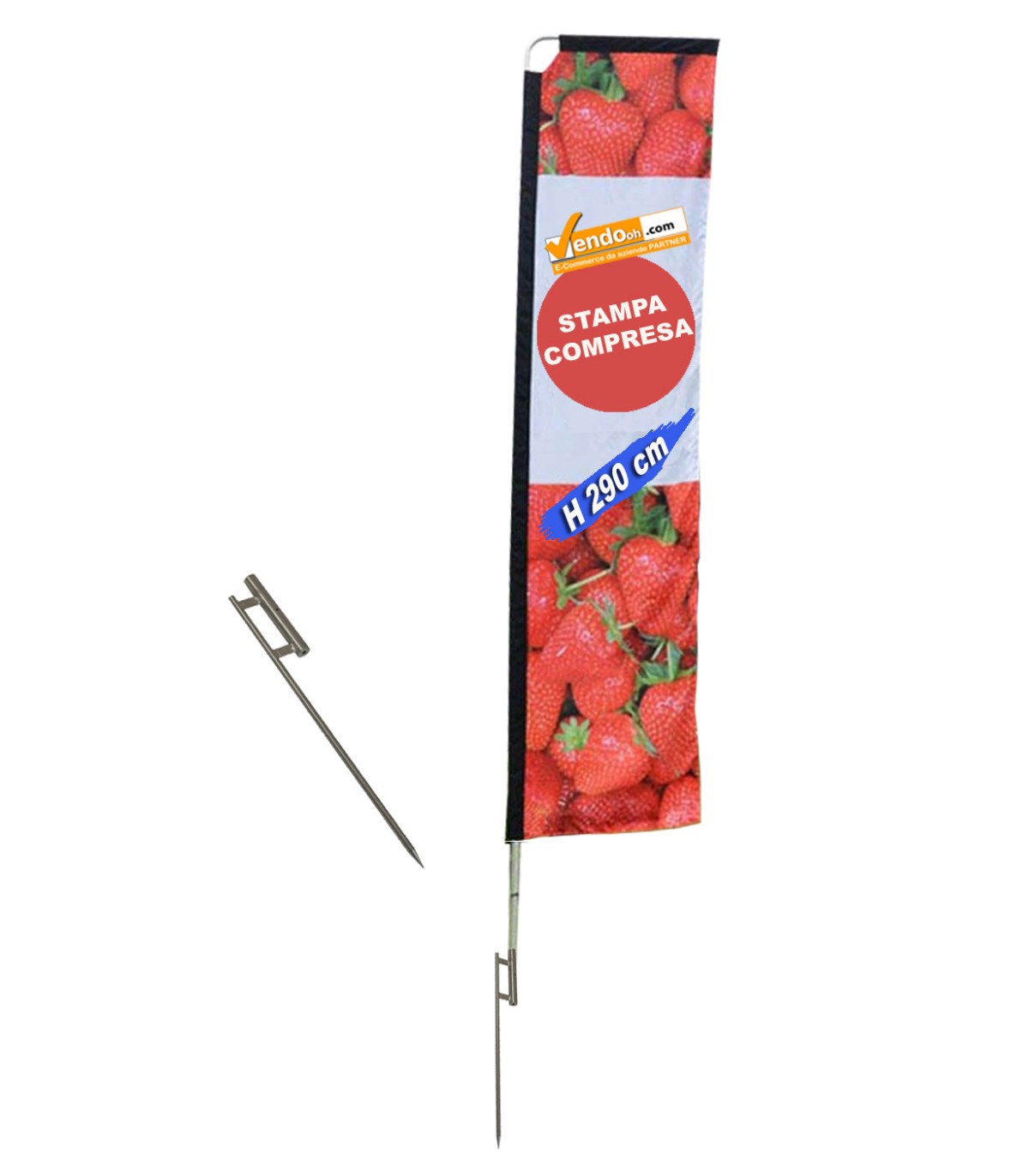 BANDIERA RETTANGOLARE 300 CM BASE A PICCHETTO TERRA E TERRENO