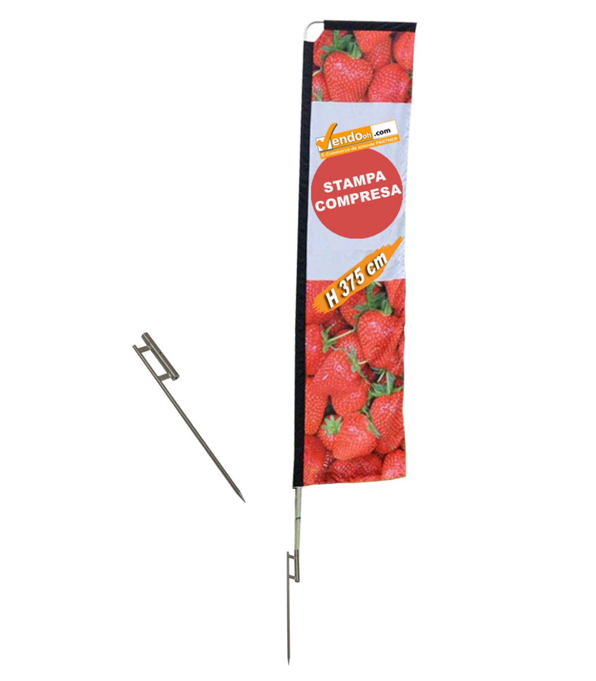 BANDIERA RETTANGOLARE 300 CM BASE A PICCHETTO TERRA E TERRENO