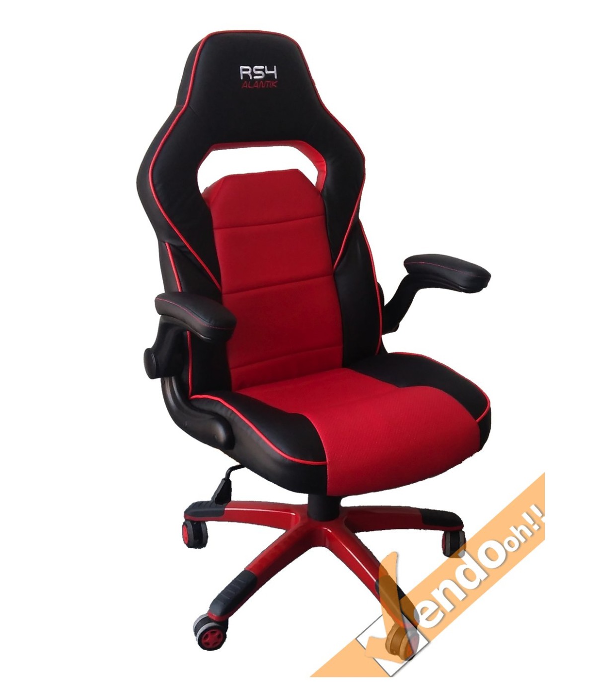 POLTRONA DA UFFICIO ROSSO E NERA SEDILE GAMING SPORTIVO REGOLABILE CON RUOTE