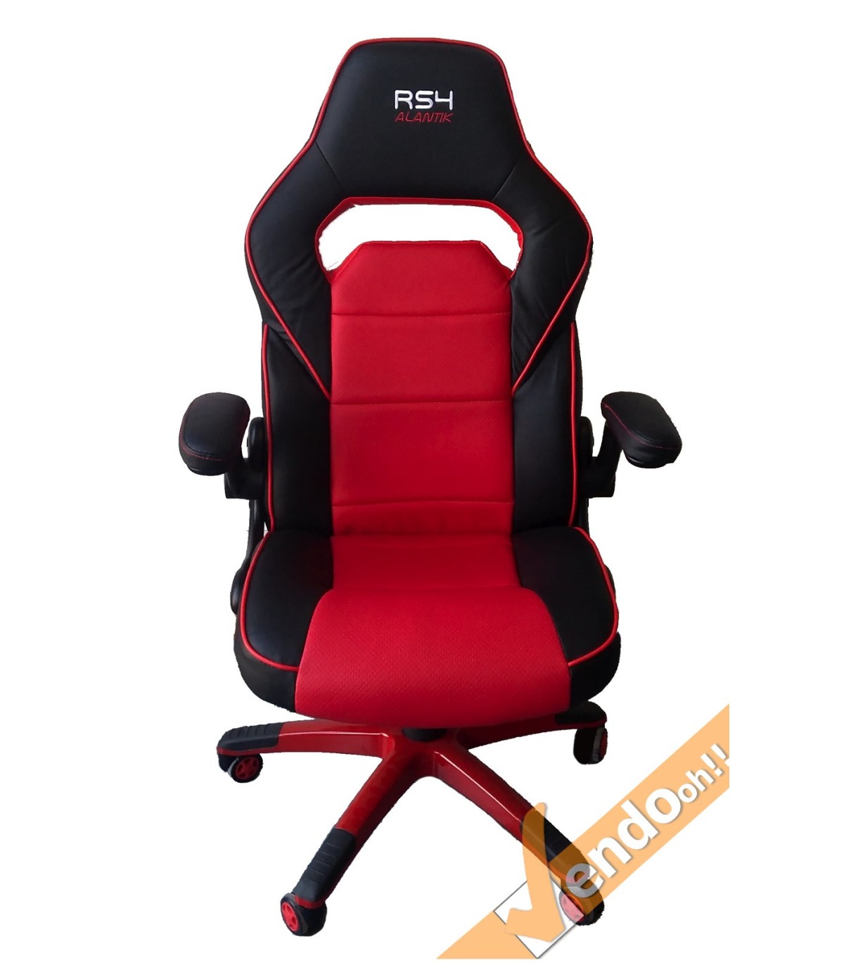 POLTRONA DA UFFICIO ROSSO E NERA SEDILE GAMING SPORTIVO REGOLABILE CON RUOTE