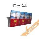 PORTA DEPLIANT A BINARIO DA PARETE 3 TASCHE FORMATO A4 GUIDA IN ALLUMINIO PDS703
