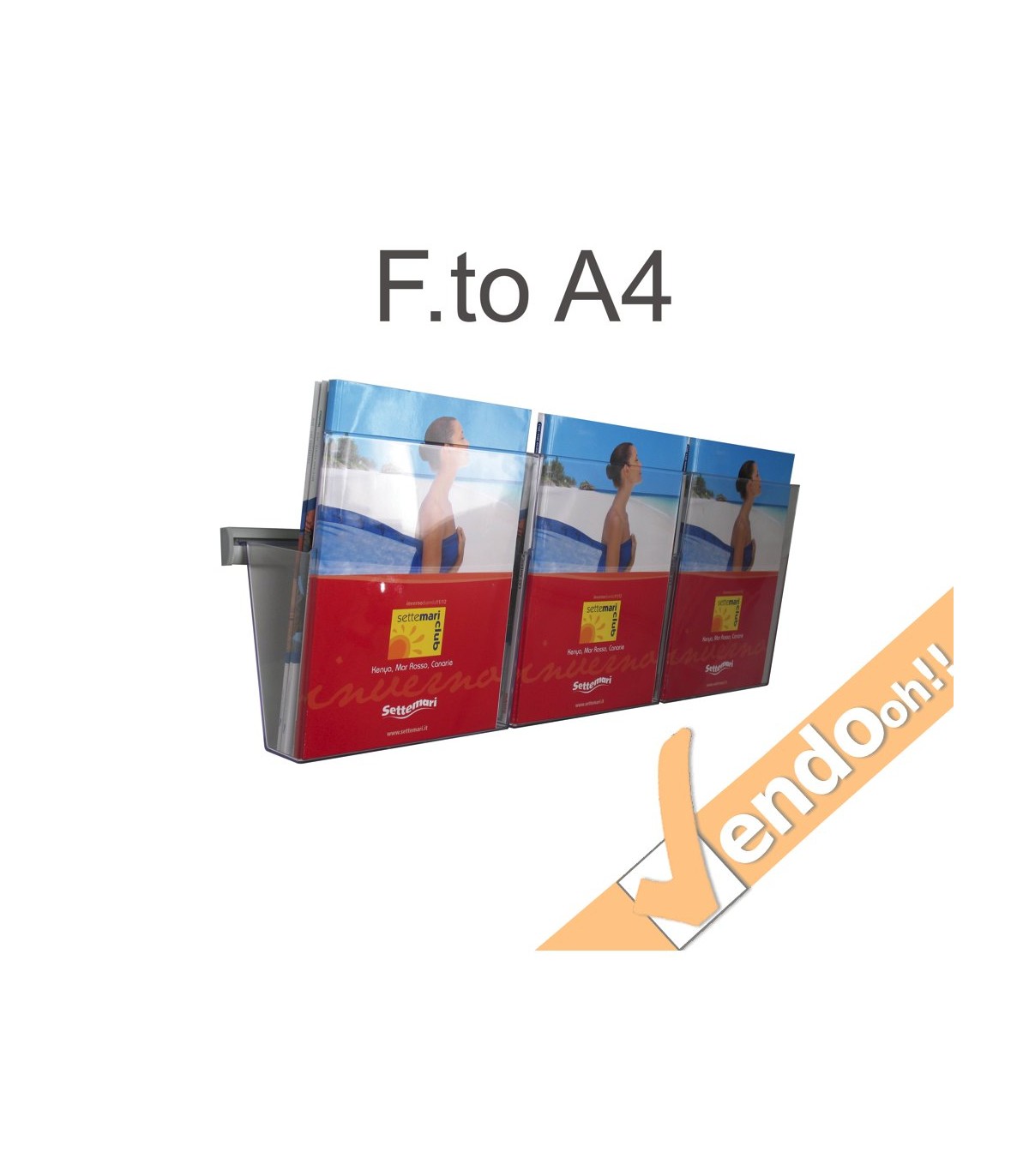 PORTA DEPLIANT A BINARIO DA PARETE 3 TASCHE FORMATO A4 GUIDA IN ALLUMINIO PDS703