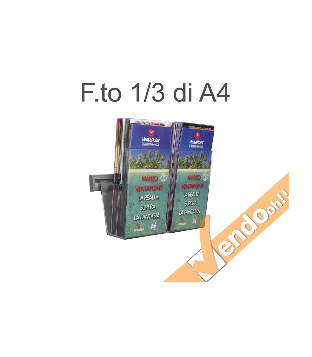 PORTA DEPLIANT A BINARIO DA PARETE 2 TASCHE F.TO 1/3 A4 GUIDA ALLUMINIO PDS704
