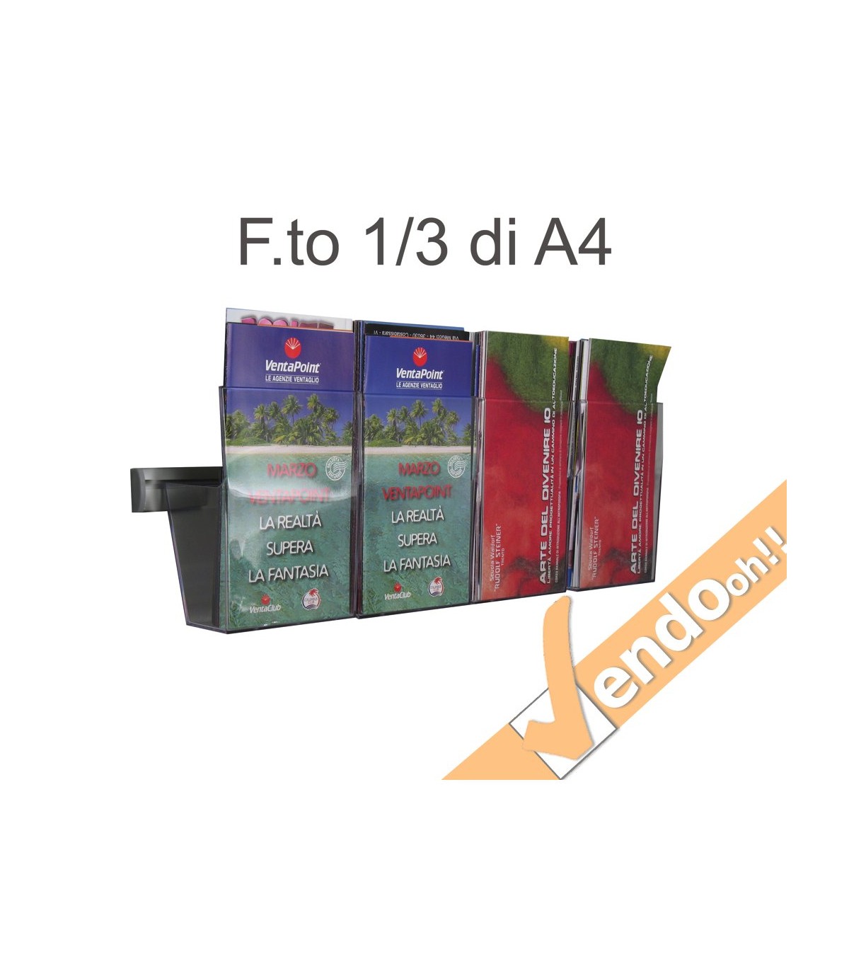 PORTA DEPLIANT A BINARIO DA PARETE 4 TASCHE F.TO 1/3 A4 GUIDA ALLUMINIO PDS705
