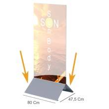 TOTEM PUBBLICITARIO BIFACCIALE DA TERRA DA INTERNO CERTIFICATO H 250 L 90 CM