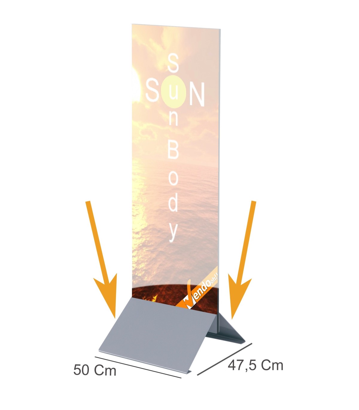 TOTEM PUBBLICITARIO BIFACCIALE DA TERRA DA INTERNO CERTIFICATO H 250 L 90 CM