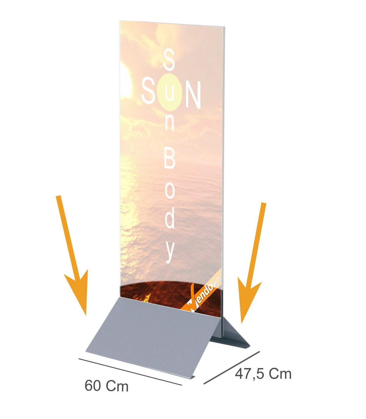TOTEM PUBBLICITARIO BIFACCIALE DA TERRA DA INTERNO CERTIFICATO H 250 L 90 CM