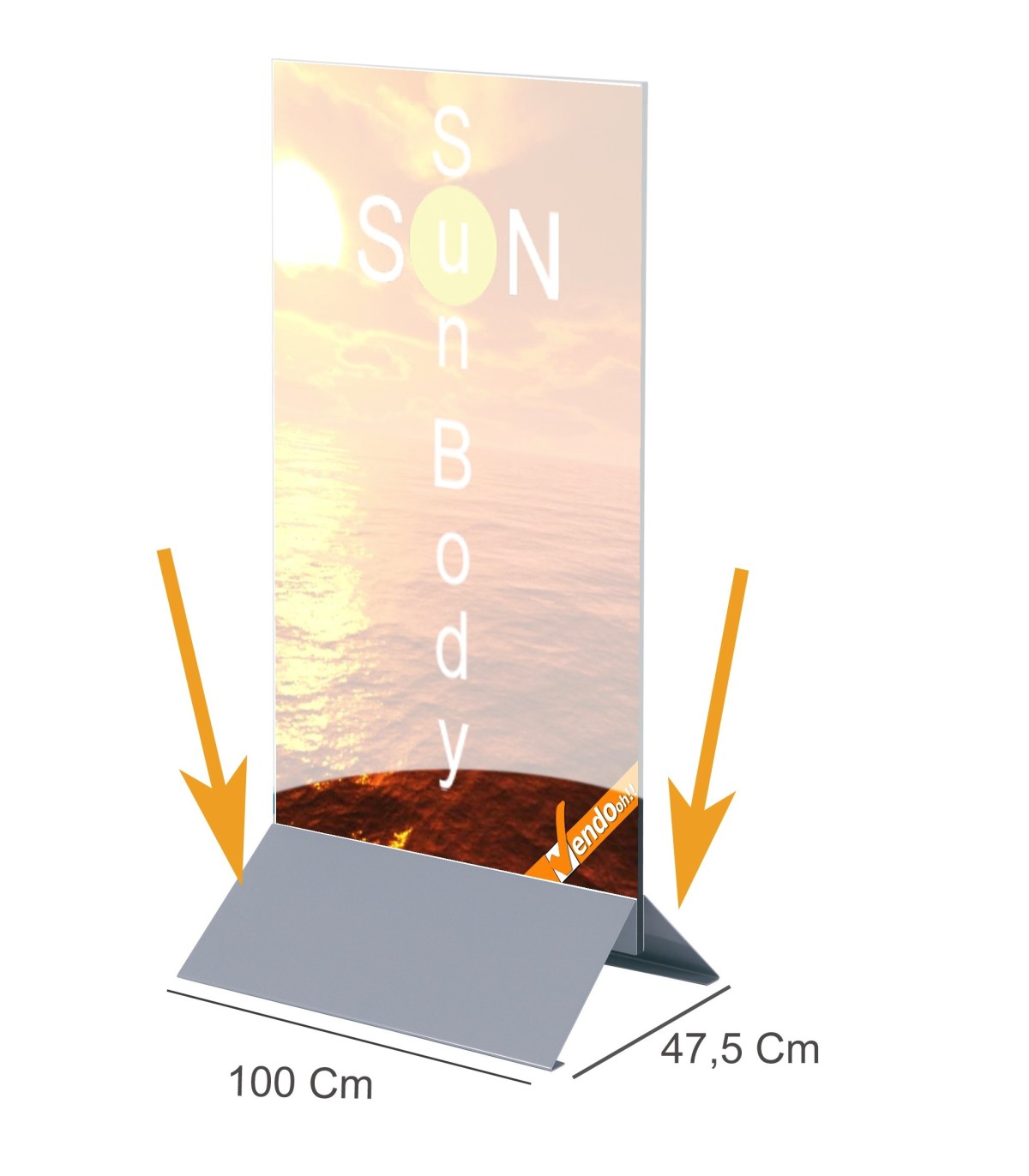 TOTEM PUBBLICITARIO BIFACCIALE DA TERRA DA INTERNO CERTIFICATO H 250 L 90 CM