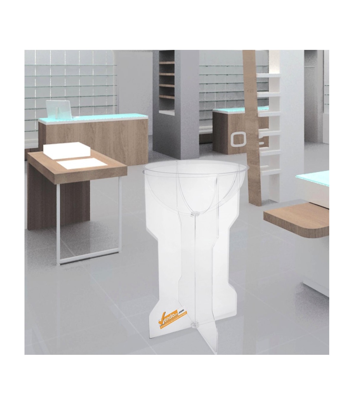 BANCARELLA ESPOSITORE CESTO CESTONE DA PAVIMENTO A MEZZA SFERA TUTTO TRASPARENTE