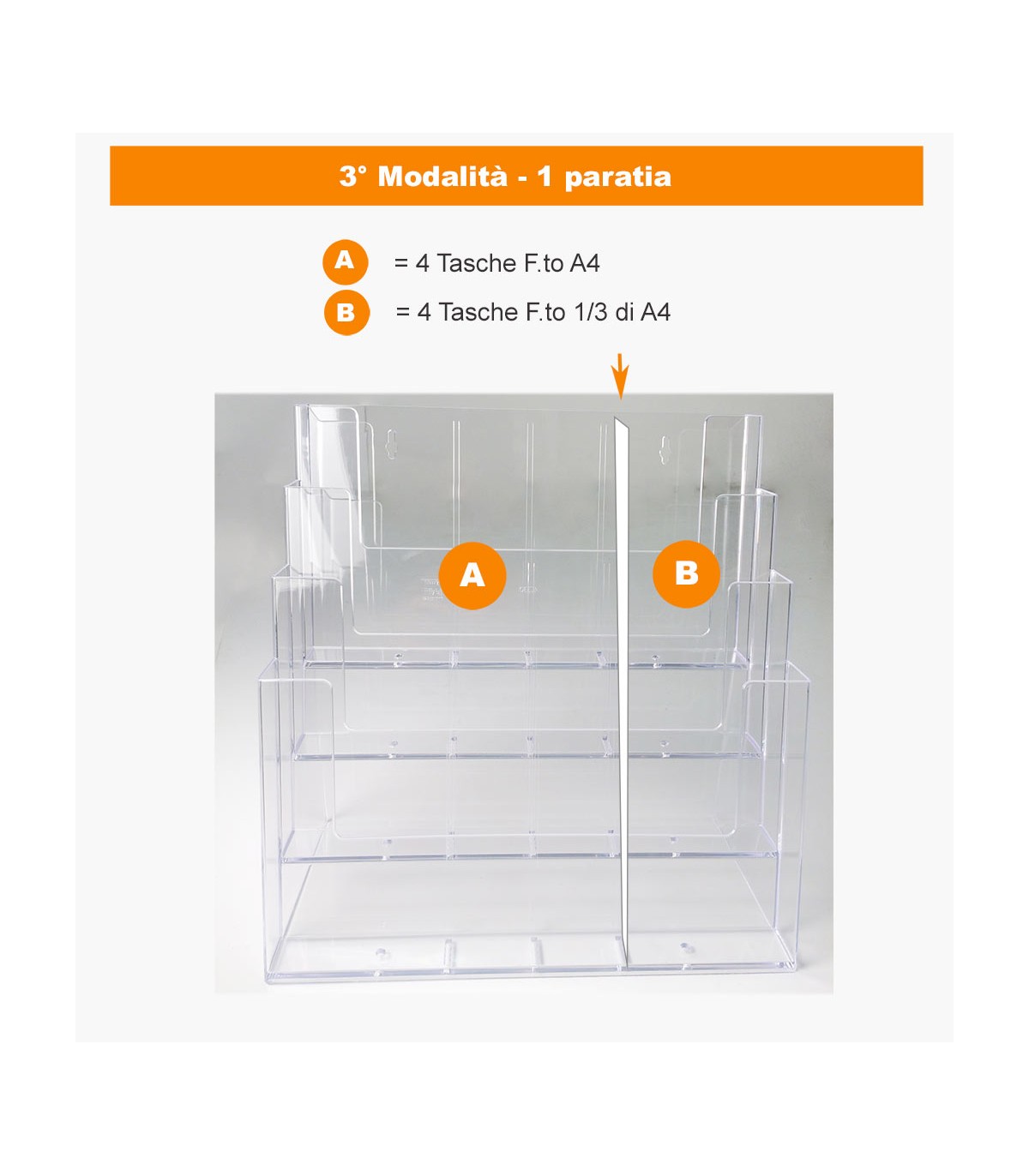 RICAMBIO IN PLEXIGLASS PER ESPOSITORE A4 DA PAVIMENTO DEPLIANT LOCANDINE BROCHURE SLV06-TSC