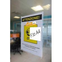 PORTA AVVISI TARGA ADESIVO DA PARETE MURO VETRINA UFFICIO NEGOZIO FORMATO A4 VERTICALE