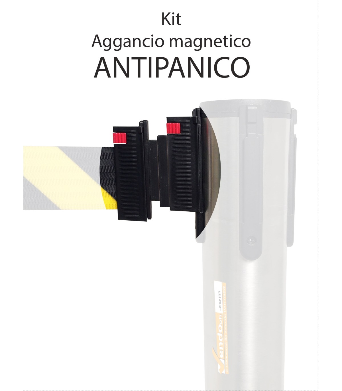 AGGANCIO MAGNETICO ANTIPANICO PER COLONNINA A NASTRO SEGNA PERCORSO TENDIFLEX