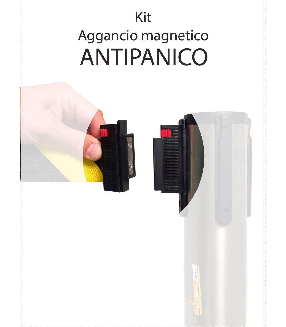 AGGANCIO MAGNETICO ANTIPANICO PER COLONNINA A NASTRO SEGNA PERCORSO TENDIFLEX