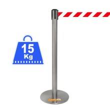 COLONNINA ACCIAIO A NASTRO MULTICOLORE SEGNA PERCORSO BASE ANTI INCIAMPO PIATTA