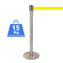 COLONNINA ACCIAIO 15 KG A BASE PIATTA NASTRO GIALLO TENDINASTRO TENDIFLEX TENDILINEA