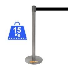 COLONNINA ACCIAIO 15 KG A BASE PIATTA NASTRO NERO TENDINASTRO TENDIFLEX TENDILINEA