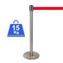 COLONNINA ACCIAIO 15 KG A BASE PIATTA NASTRO ROSSO TENDINASTRO TENDIFLEX TENDILINEA