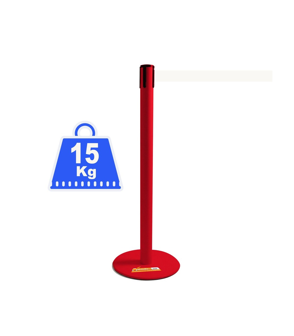 COLONNINA ROSSA 15 KG A BASE PIATTA NASTRO BIANCO TENDINASTRO TENDIFLEX TENDILINEA