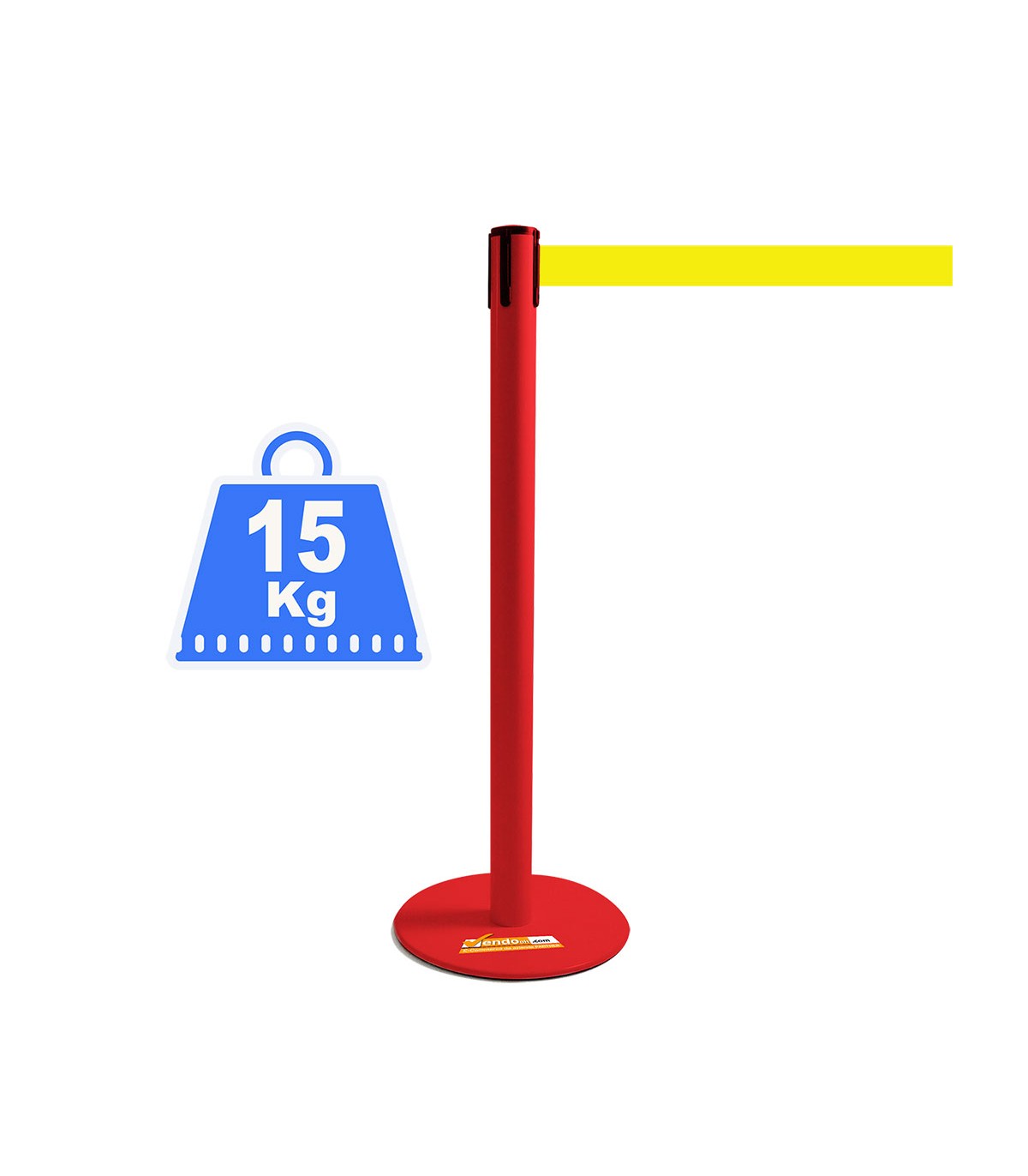 COLONNINA ROSSA 15 KG A BASE PIATTA NASTRO GIALLO TENDINASTRO TENDIFLEX TENDILINEA