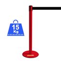 COLONNINA ROSSA 15 KG A BASE PIATTA NASTRO NERO TENDINASTRO TENDIFLEX TENDILINEA