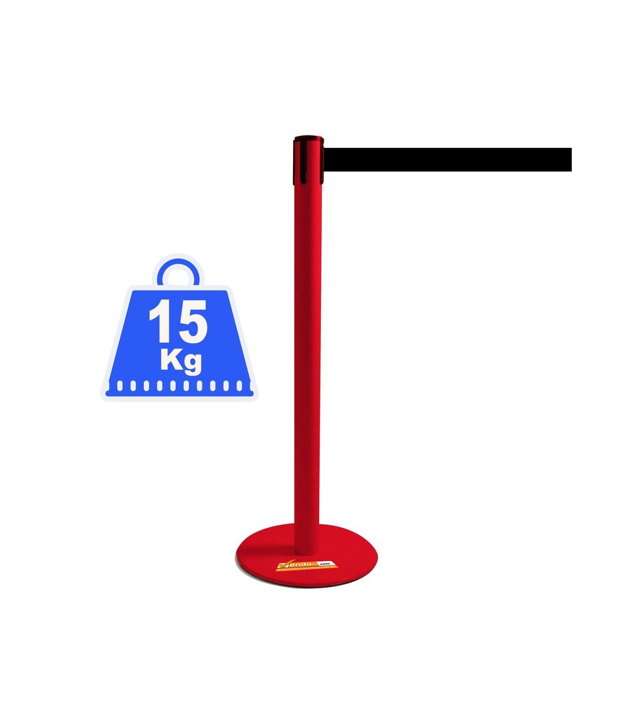 COLONNINA ROSSA 15 KG A BASE PIATTA NASTRO NERO TENDINASTRO TENDIFLEX TENDILINEA