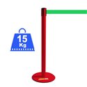 COLONNINA ROSSA 15 KG A BASE PIATTA NASTRO VERDE TENDINASTRO TENDIFLEX TENDILINEA