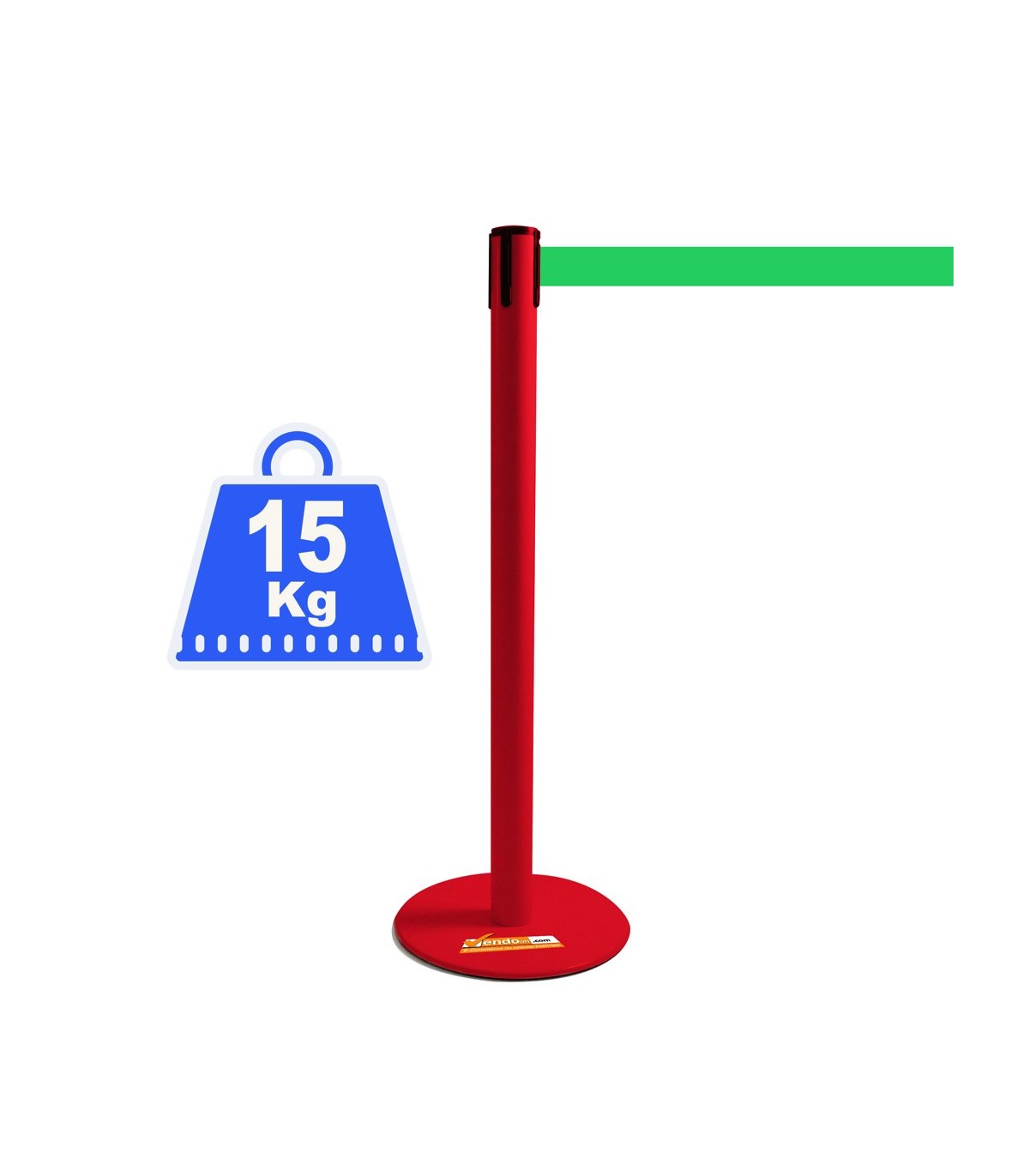 COLONNINA ROSSA 15 KG A BASE PIATTA NASTRO VERDE TENDINASTRO TENDIFLEX TENDILINEA