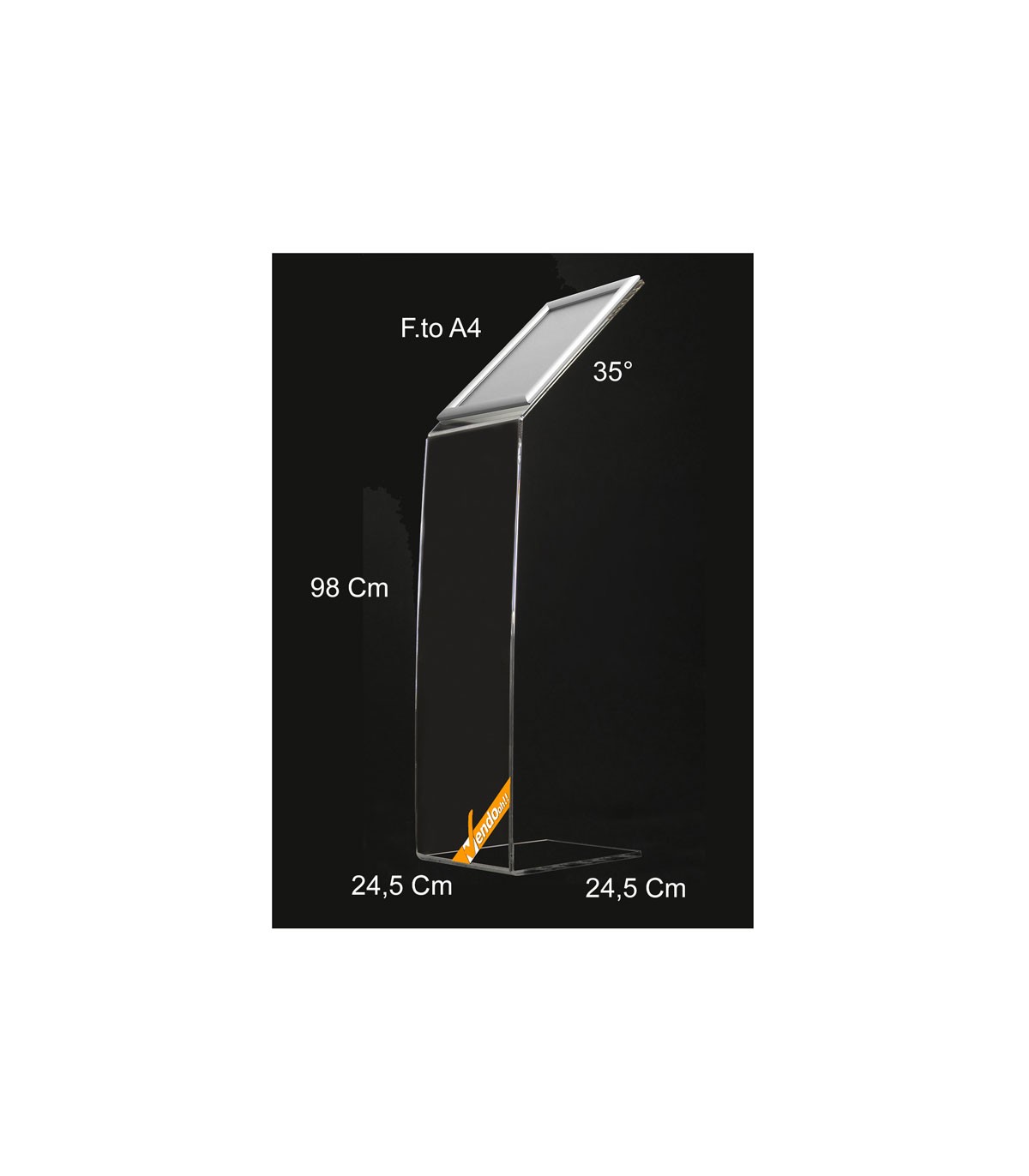 LEGGIO IN PLEXIGLASS ESPOSITORE DA PAVIMENTO PORTA AVVISI CORNICE A SCATTO A4