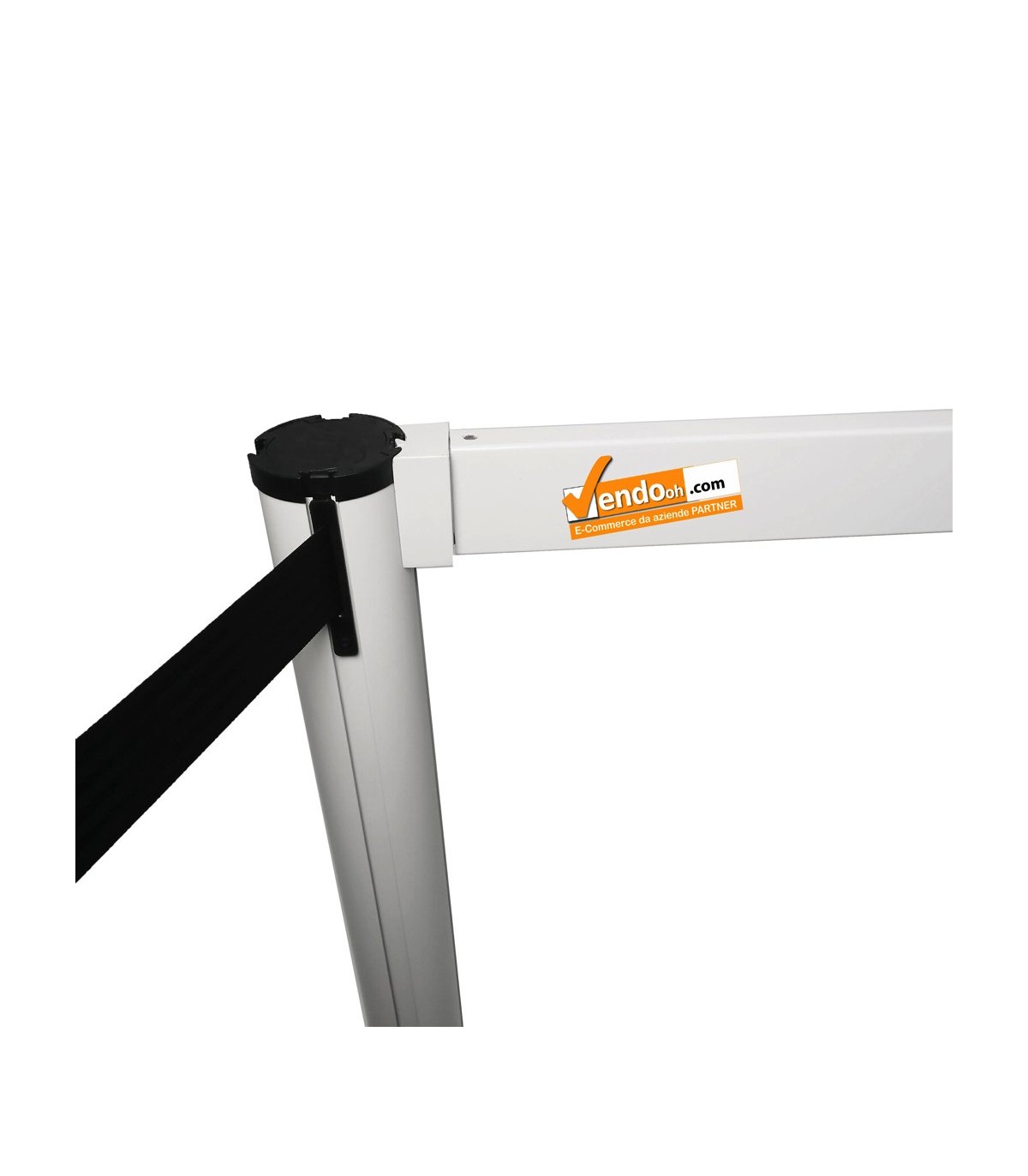 COLONNINA CON BARRA TRAVERSA IN METALLO NASTRO SEGNA PERCORSO BASE TASSELLABILE