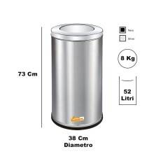 CESTINO IN METALLO GRIGIO SILVER CILINDRICO ROTONDO GETTACARTE GETTA CARTA DA INTERNO ESTERNO