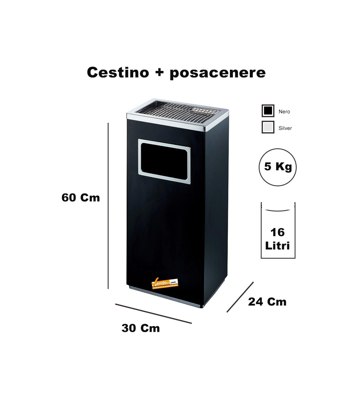 CESTINO IN METALLO CILINDRICO ROTONDO GETTACARTE GETTA CARTA DA INTERNO ESTERNO