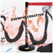 COLONNINA ACCIAIO A NASTRO MULTICOLORE SEGNA PERCORSO BASE ANTI INCIAMPO PIATTA