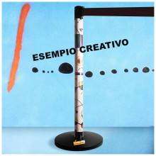 ESEMPIO GRAFICO DI COLONNINA DELIMITA AREA SEGNA CODE PER PRIVACY A NASTRO TENDIFLEX TRASPARENTE