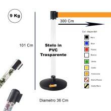 COLONNINA ACCIAIO A NASTRO MULTICOLORE SEGNA PERCORSO BASE ANTI INCIAMPO PIATTA