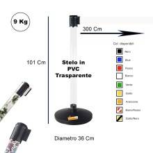 COLONNINA ACCIAIO A NASTRO MULTICOLORE SEGNA PERCORSO BASE ANTI INCIAMPO PIATTA