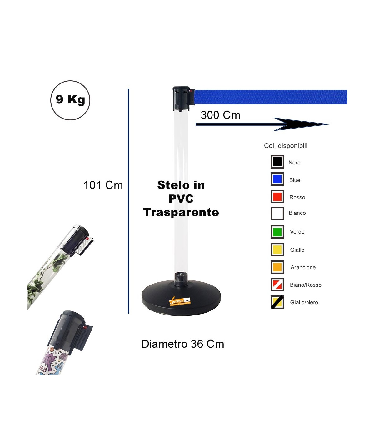 COLONNA COLONNINA NERA A NASTRO TEATRO AEROPORTO SEGNA PERCORSO DELIMITA AREA