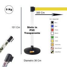 COLONNINA DELIMITA AREA SEGNA CODE PER PRIVACY A NASTRO GIALLO TENDIFLEX TRASPARENTE