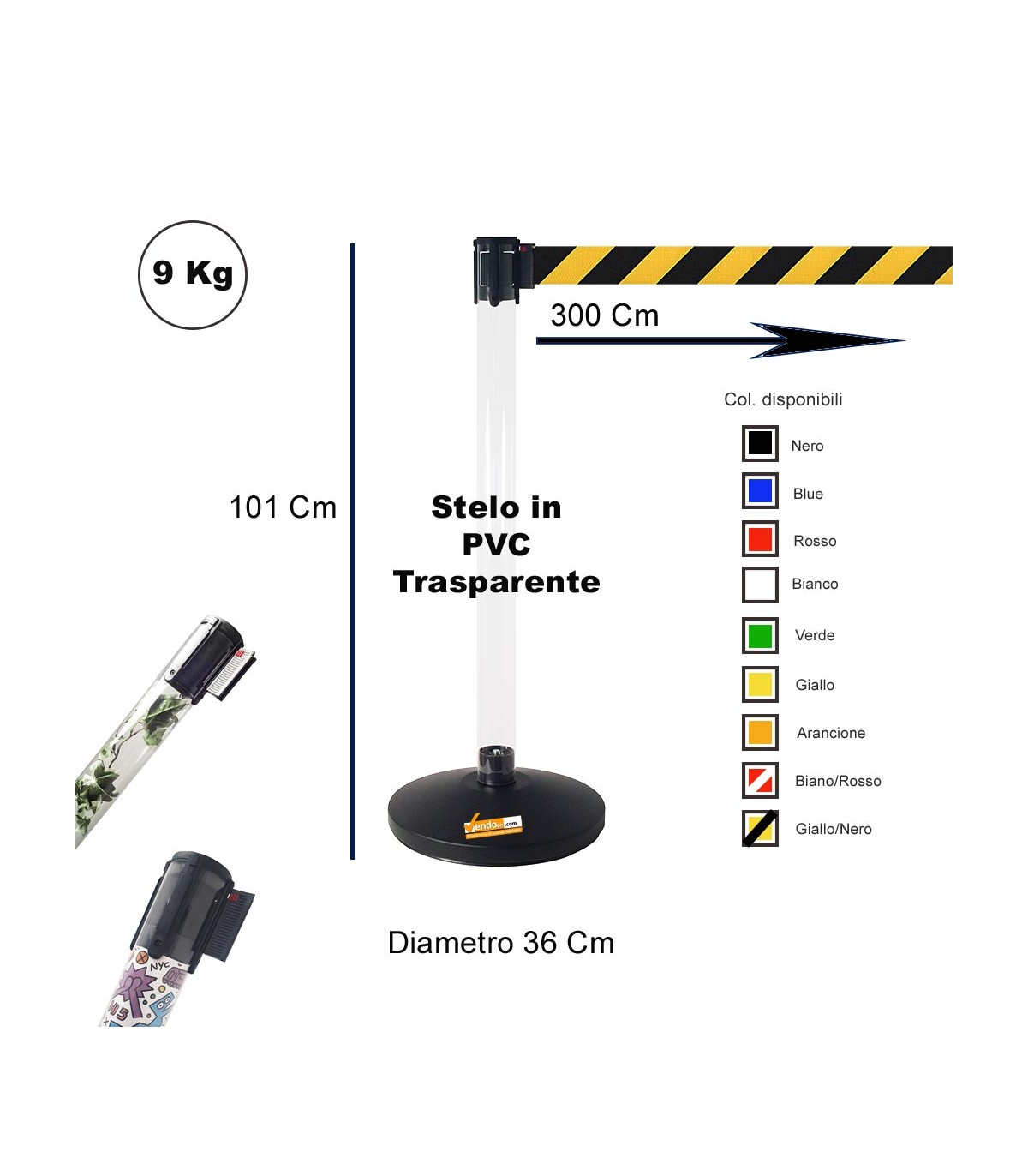 COLONNA COLONNINA NERA A NASTRO TEATRO AEROPORTO SEGNA PERCORSO DELIMITA AREA